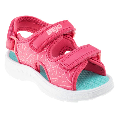 Paradise Pink-Beach Glass - Front - Bejo Girls Timini Hearts Sandals