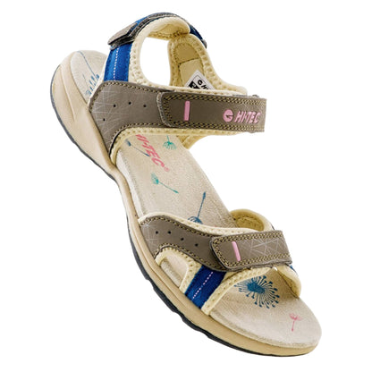Sand-Smoke Blue-Pink - Pack Shot - Hi-Tec Womens-Ladies Wayena Sandals