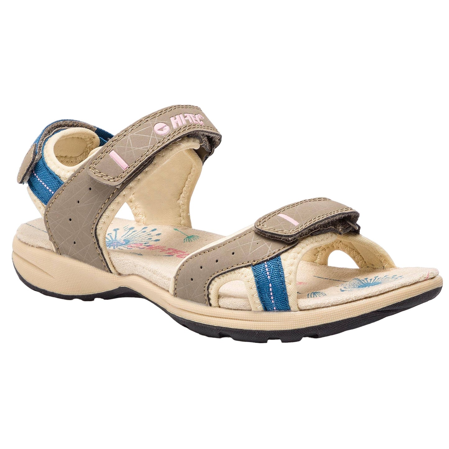 Sand-Smoke Blue-Pink - Front - Hi-Tec Womens-Ladies Wayena Sandals