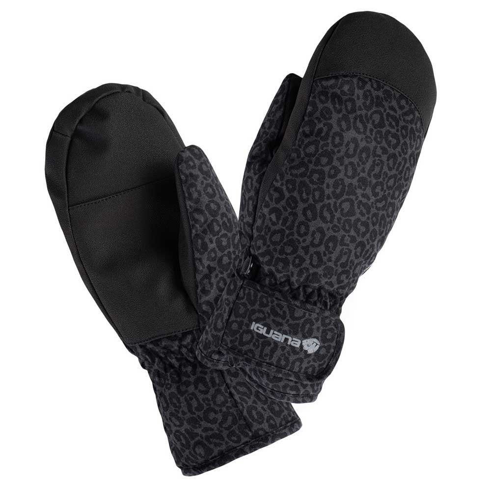 Anthracite - Side - Iguana Womens-Ladies Anne Leopard Print Ski Gloves