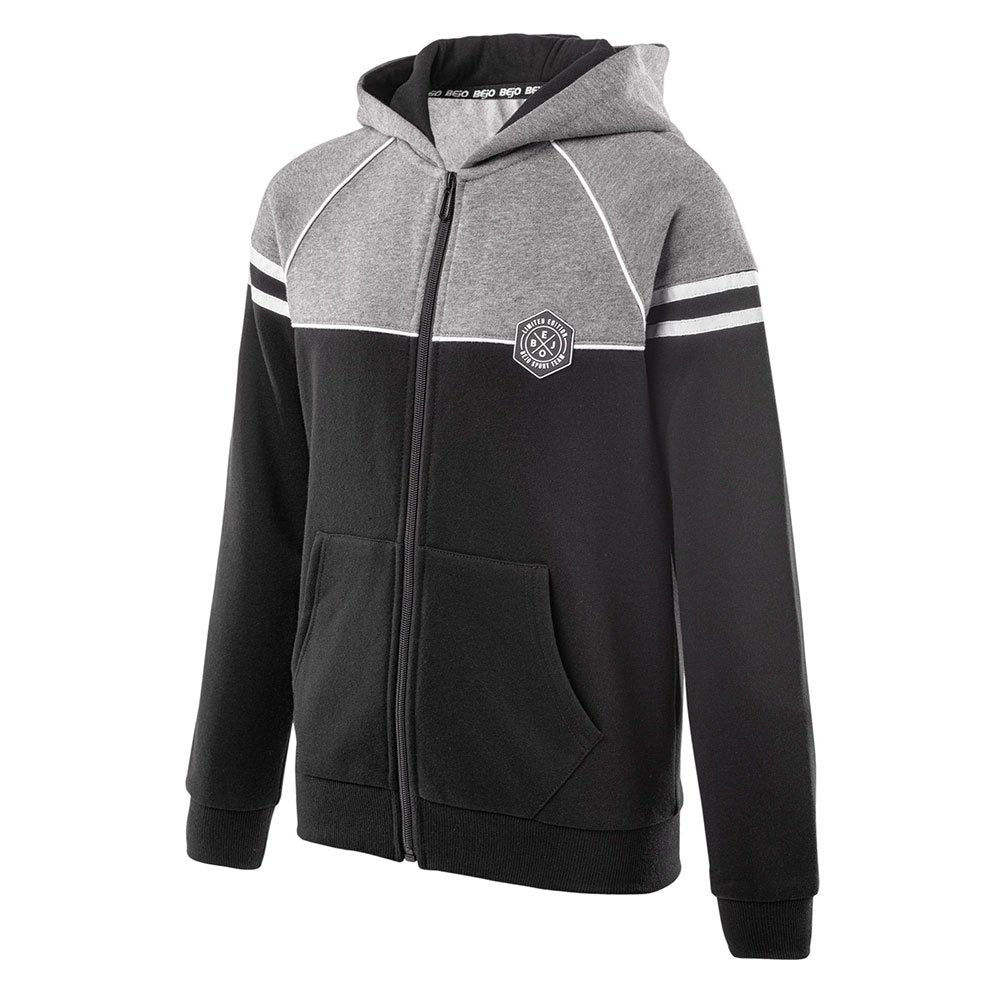 Black-Grey Melange - Side - Bejo Boys Tamis II Logo Full Zip Hoodie