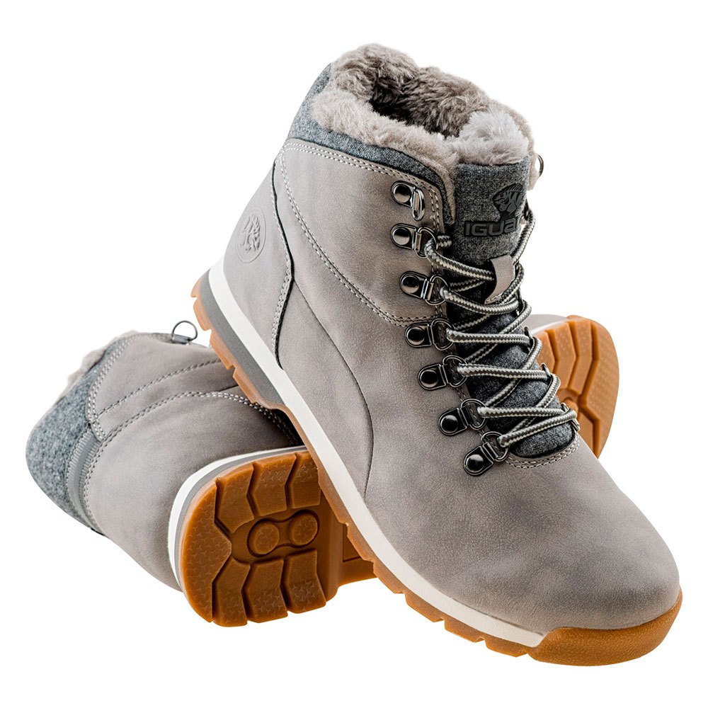 Grey-Beige - Close up - Iguana Womens-Ladies Nobini Mid Cut Winter Boots