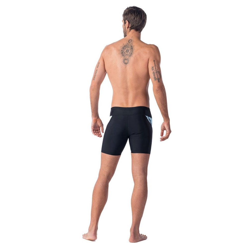 Black - Back - Aquawave Mens Fiero Sea Print Swim Shorts
