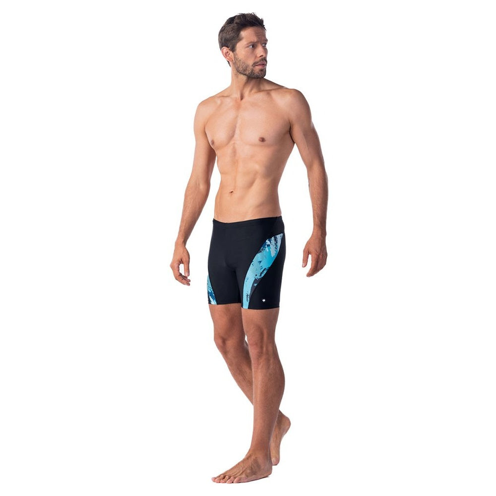 Black - Pack Shot - Aquawave Mens Fiero Sea Print Swim Shorts
