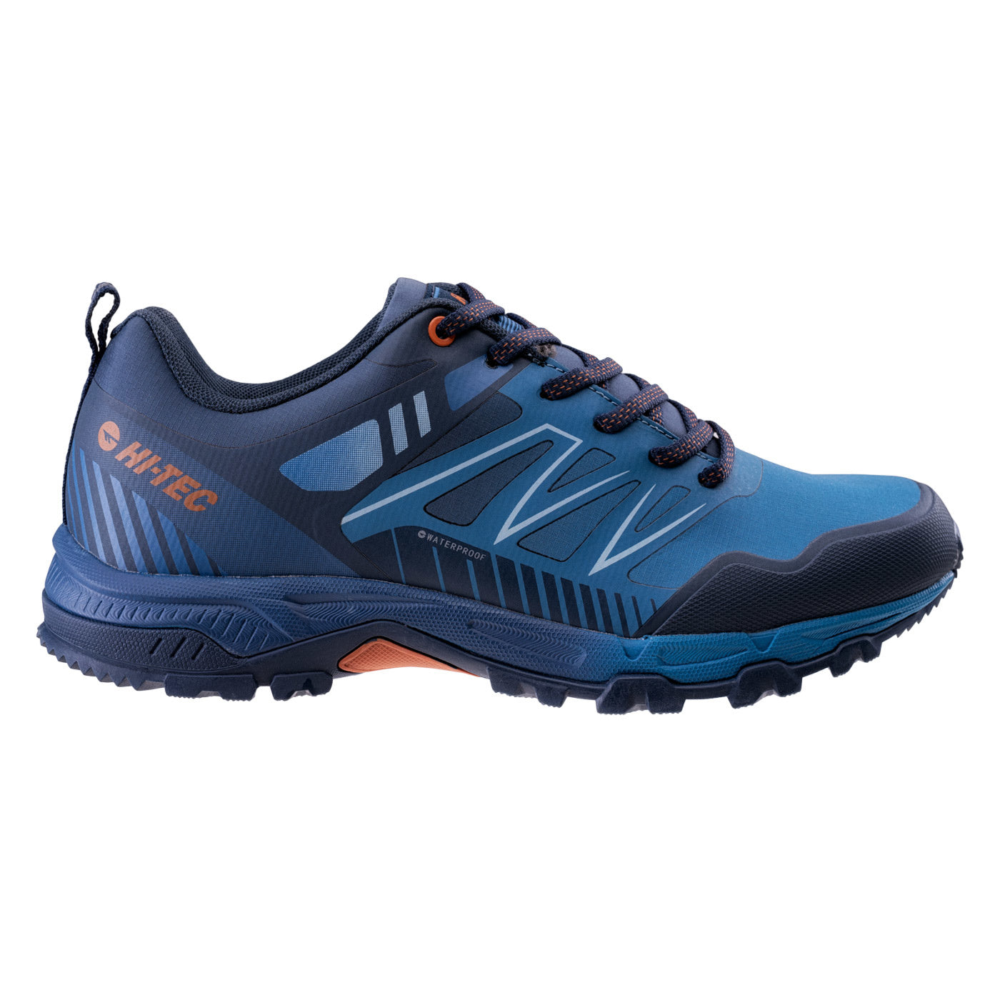 Navy-Blue-Dark Orange - Side - Hi-Tec Mens Favet Waterproof Trainers