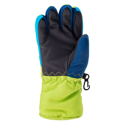 Lime Green-Blue Danube-Estate Blue - Back - Bejo Boys Osian II Ski Gloves
