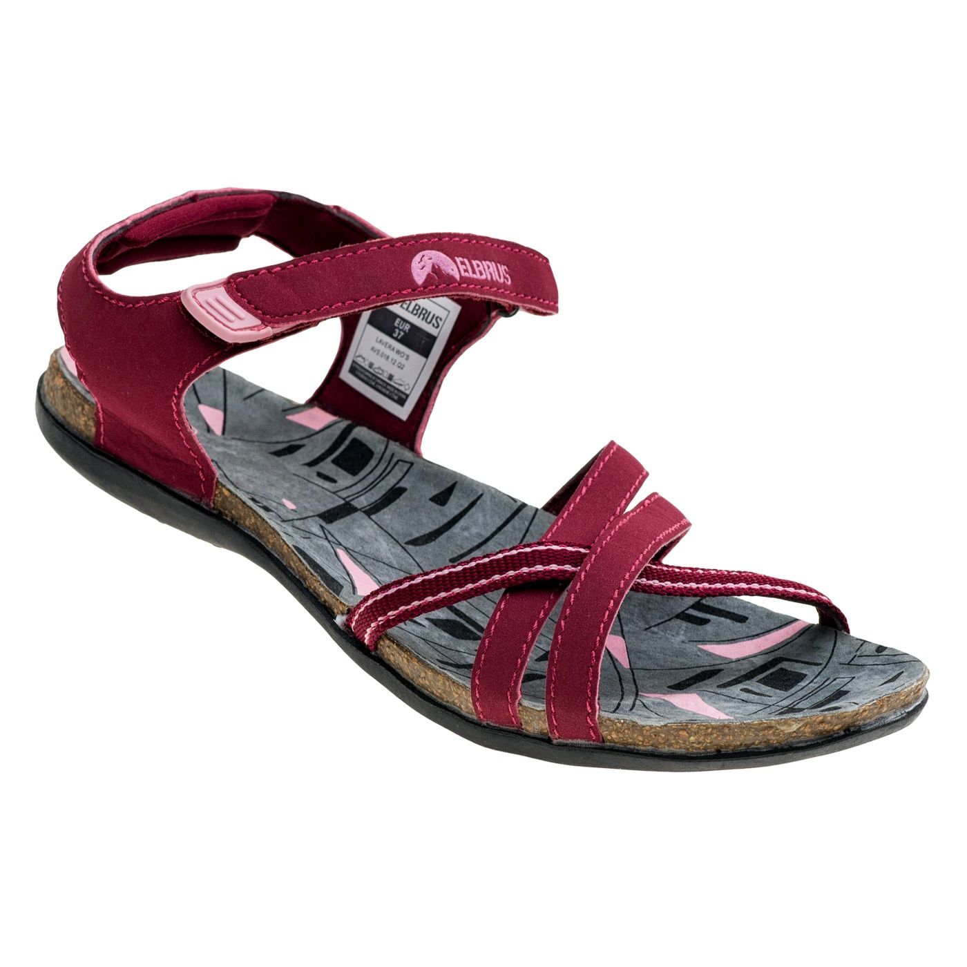 Windsor Wine-Dark Grey - Front - Elbrus Womens-Ladies Lavera Leather Sandals
