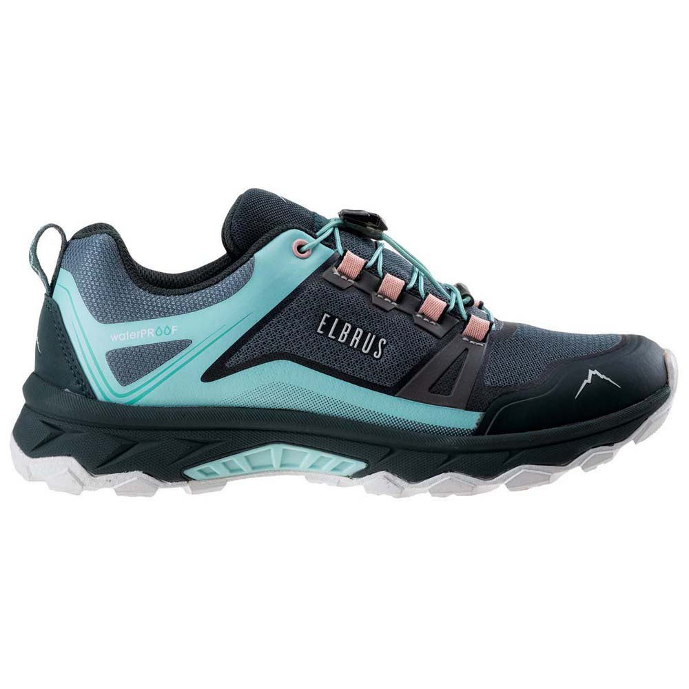Balsam Green-Green Gables-Coral Almond - Side - Elbrus Womens-Ladies Ergides Waterproof Walking Shoes