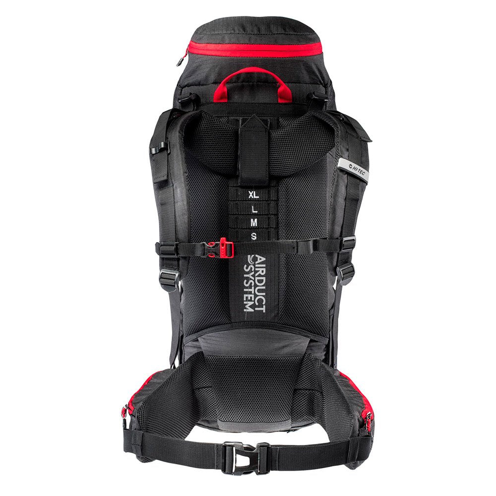 Black-High Risk Red - Back - Hi-Tec Unisex Adult Stone Logo 75L Backpack