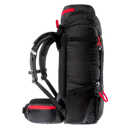 Black-High Risk Red - Side - Hi-Tec Unisex Adult Stone Logo 75L Backpack