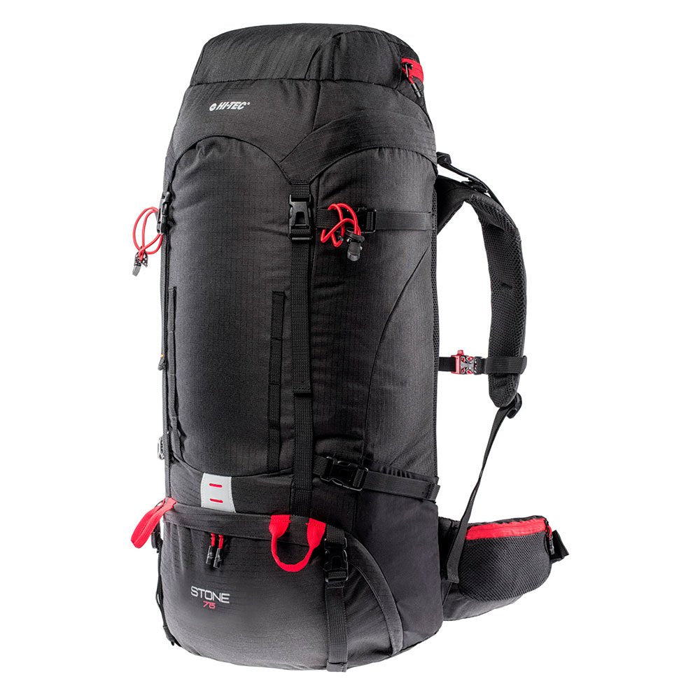 Black-High Risk Red - Lifestyle - Hi-Tec Unisex Adult Stone Logo 75L Backpack