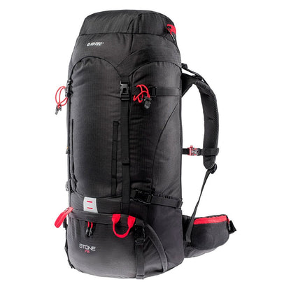 Black-High Risk Red - Lifestyle - Hi-Tec Unisex Adult Stone Logo 75L Backpack