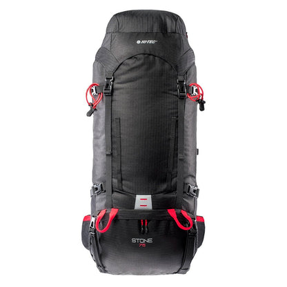 Black-High Risk Red - Front - Hi-Tec Unisex Adult Stone Logo 75L Backpack