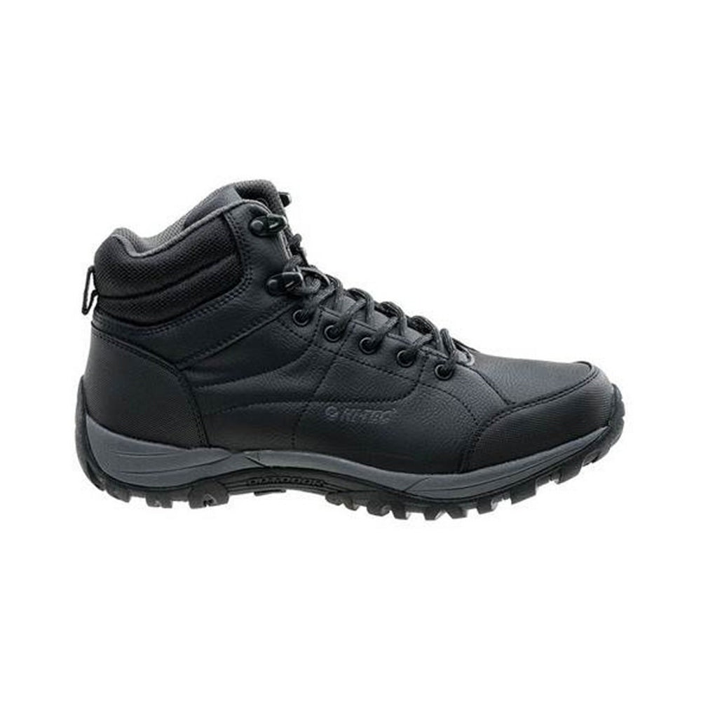 Black-Dark Grey - Back - Hi-Tec Mens Canori Mid Cut Walking Shoes