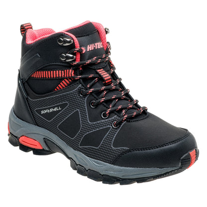 Black-Hot Coral - Front - Hi-Tec Womens-Ladies Fumiko Walking Boots