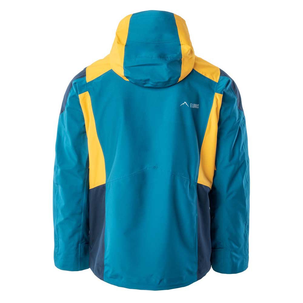 Dress Blues-Ocean Depths-Saffron - Back - Elbrus Mens Malaspina II Waterproof Jacket