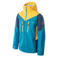 Dress Blues-Ocean Depths-Saffron - Side - Elbrus Mens Malaspina II Waterproof Jacket