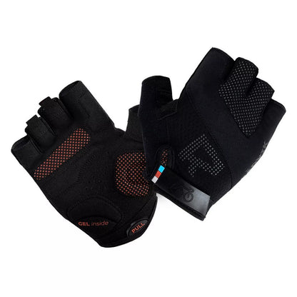 Black-Orange - Side - Radvik Mens Blast Logo Fingerless Gloves