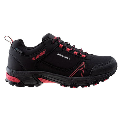 Black-Persian Red - Side - Hi-Tec Womens-Ladies Hapiter Waterproof Low Walking Shoes
