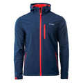 Navy-Orange Red - Front - Hi-Tec Mens Caen Soft Shell Jacket