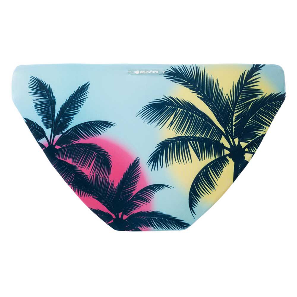 Blue-Yellow-Black - Back - Aquawave Girls Rodani Palm Tree Bikini Bottoms
