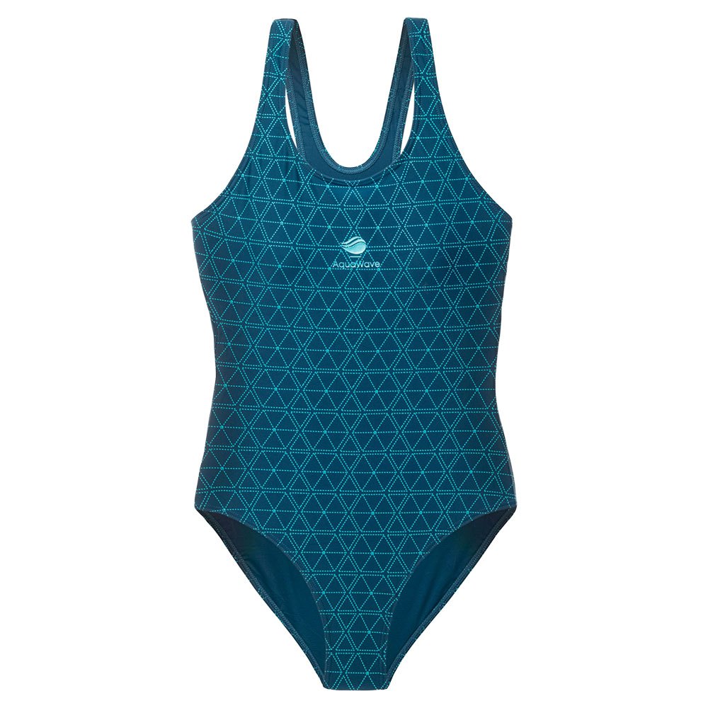 Gibraltar Sea-Peacock Blue - Front - Aquawave Womens-Ladies Seaweed Hexagon One Piece Swimsuit