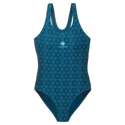 Gibraltar Sea-Peacock Blue - Front - Aquawave Womens-Ladies Seaweed Hexagon One Piece Swimsuit