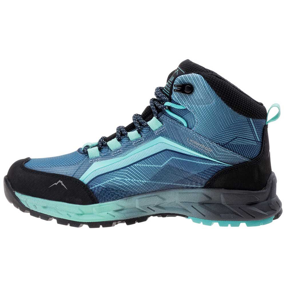 Light Navy-Turquoise-Black - Pack Shot - Elbrus Womens-Ladies Embawa Mid Cut Walking Boots