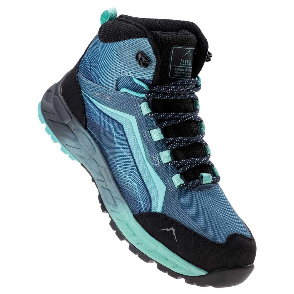 Light Navy-Turquoise-Black - Close up - Elbrus Womens-Ladies Embawa Mid Cut Walking Boots