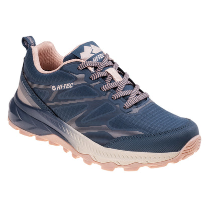 Smokey Blue-Light Pink-Beige - Front - Hi-Tec Womens-Ladies Visati Outdoor Walking Shoes
