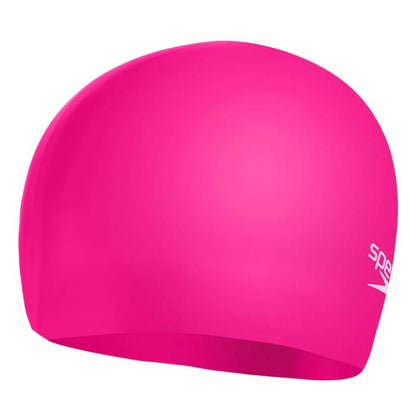 Cherry Pink-Blush - Front - Speedo Childrens-Kids Moulded Silicone Swim Cap