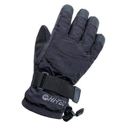 Black - Side - Hi-Tec Childrens-Kids Felman Logo Ski Gloves
