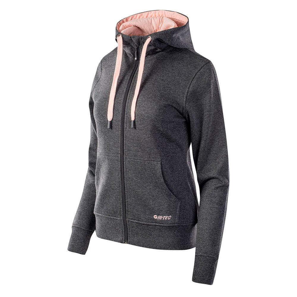 Impatiens Pink-Dark Grey Melange - Side - Hi-Tec Womens-Ladies Silian Full Zip Hoodie