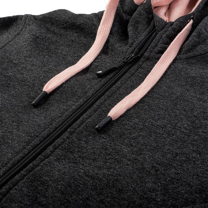 Impatiens Pink-Dark Grey Melange - Lifestyle - Hi-Tec Womens-Ladies Silian Full Zip Hoodie