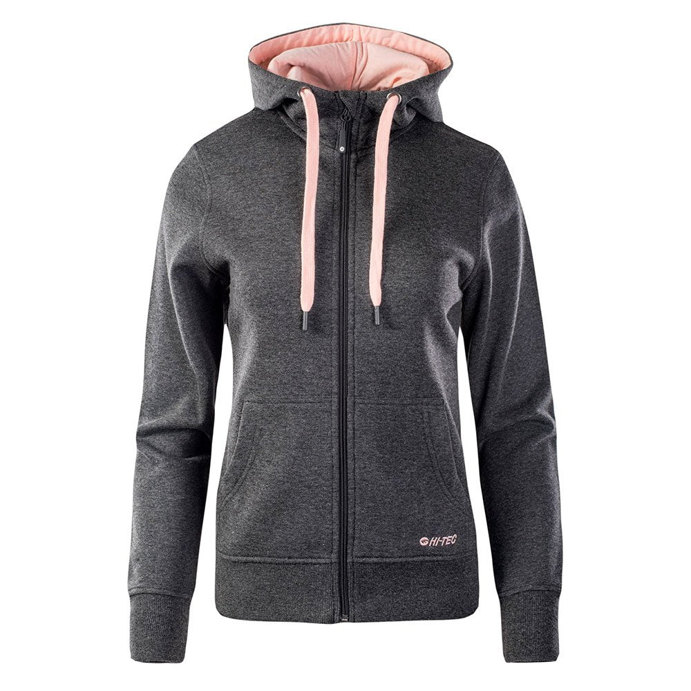 Impatiens Pink-Dark Grey Melange - Front - Hi-Tec Womens-Ladies Silian Full Zip Hoodie