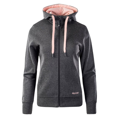 Impatiens Pink-Dark Grey Melange - Front - Hi-Tec Womens-Ladies Silian Full Zip Hoodie