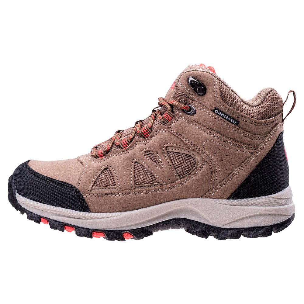 Smog-Sand-Watermelon Red - Pack Shot - Hi-Tec Womens-Ladies Lamite Waterproof Mid Cut Shoes