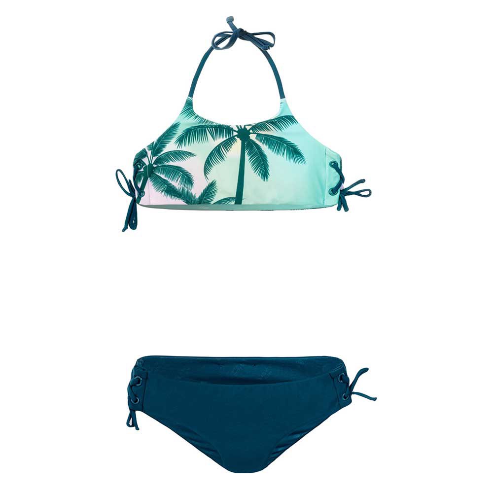 Sea Green-Navy - Front - Aquawave Girls Hali Palm Bikini Set