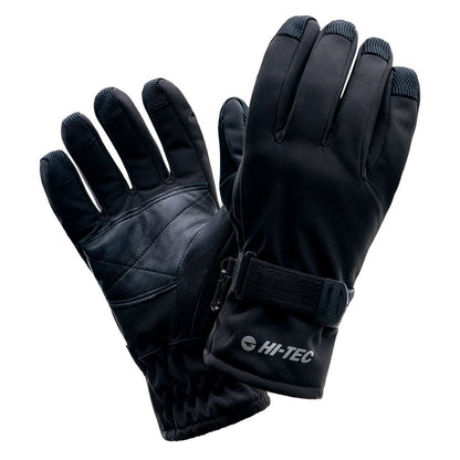 Black - Front - Hi-Tec Mens Lansa Logo Ski Gloves