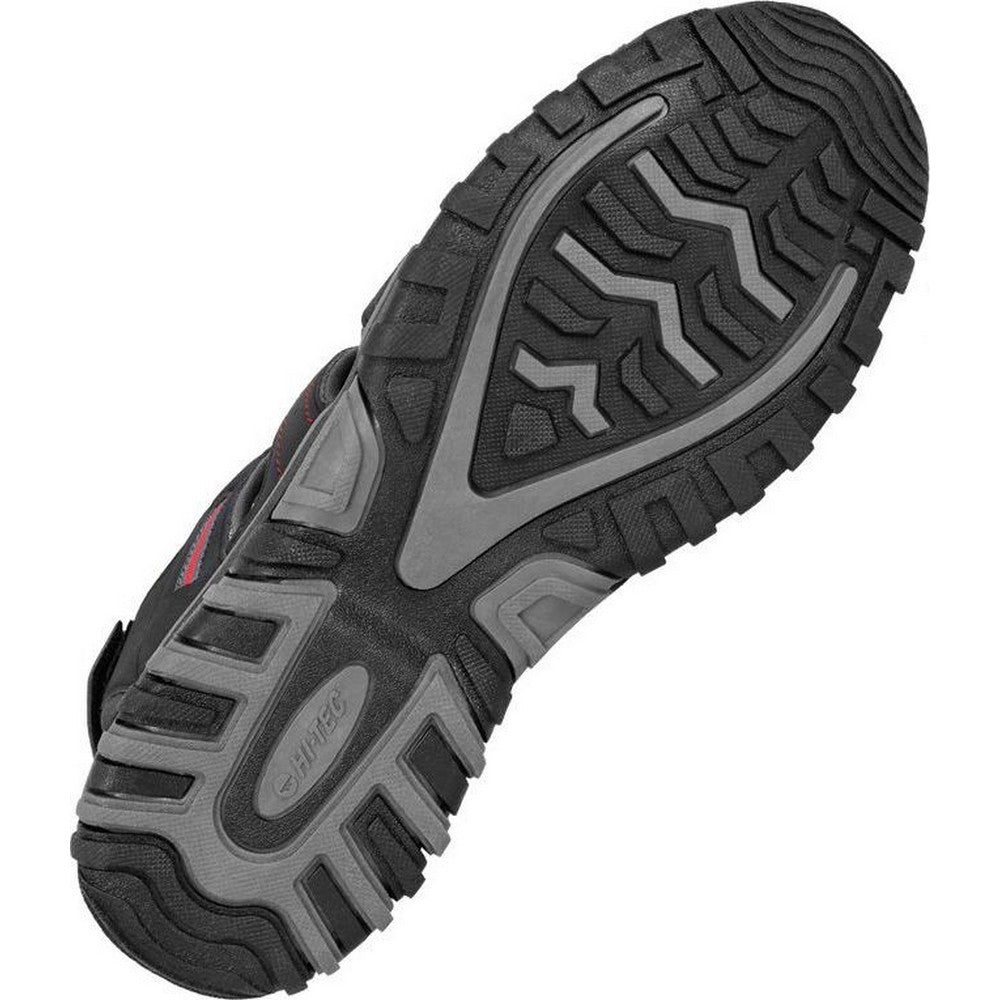Black-Dark Grey-Red - Side - Hi-Tec Mens Tiore Logo Sandals
