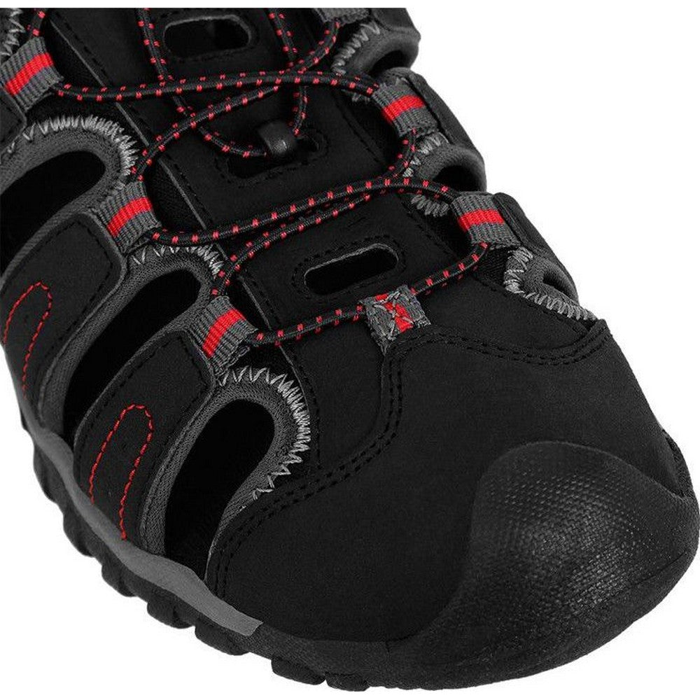 Black-Dark Grey-Red - Lifestyle - Hi-Tec Mens Tiore Logo Sandals
