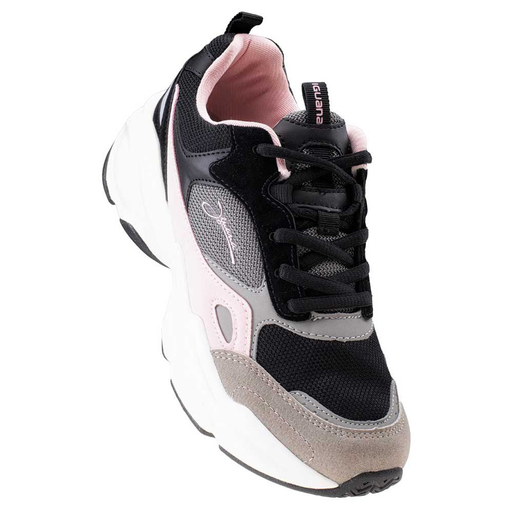 Black-Dark Grey-Pink - Close up - Iguana Womens-Ladies Obenari Trainers