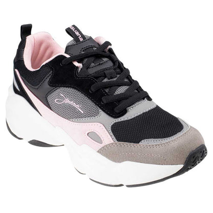 Black-Dark Grey-Pink - Front - Iguana Womens-Ladies Obenari Trainers