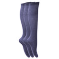 Navy - Front - Childrens Girls Plain Knee High School Socks (Pack Of 3)