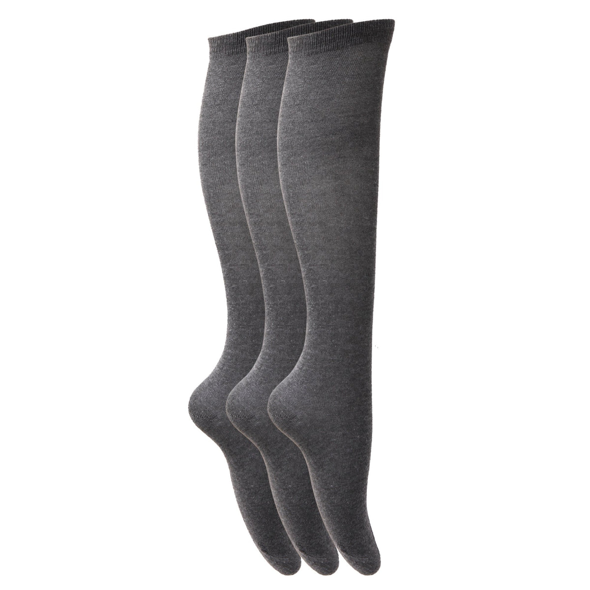 Navy - Front - Childrens Girls Plain Knee High School Socks (Pack Of 3)