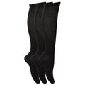 Black - Front - Childrens Girls Plain Knee High School Socks (Pack Of 3)