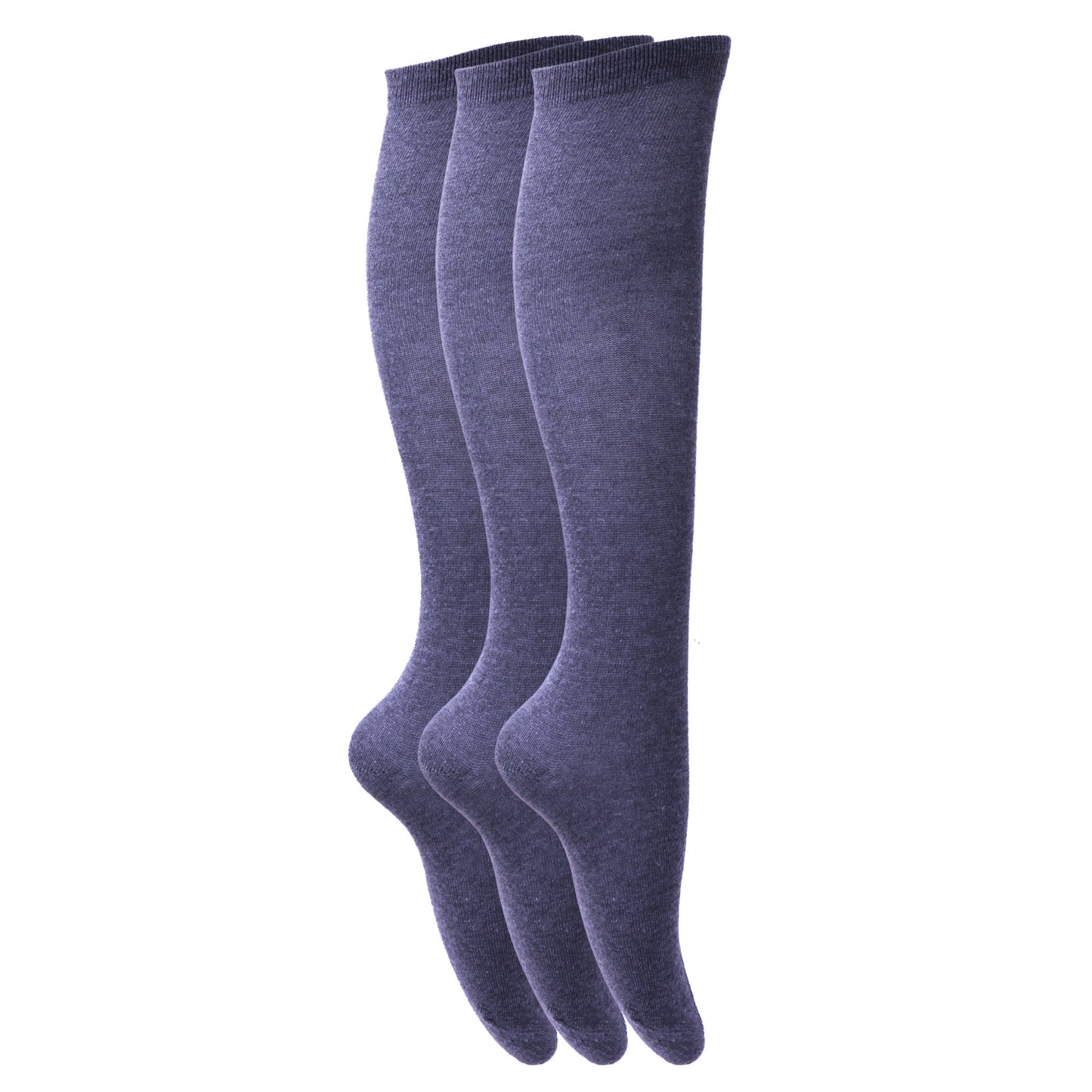 Black - Front - Childrens Girls Plain Knee High School Socks (Pack Of 3)