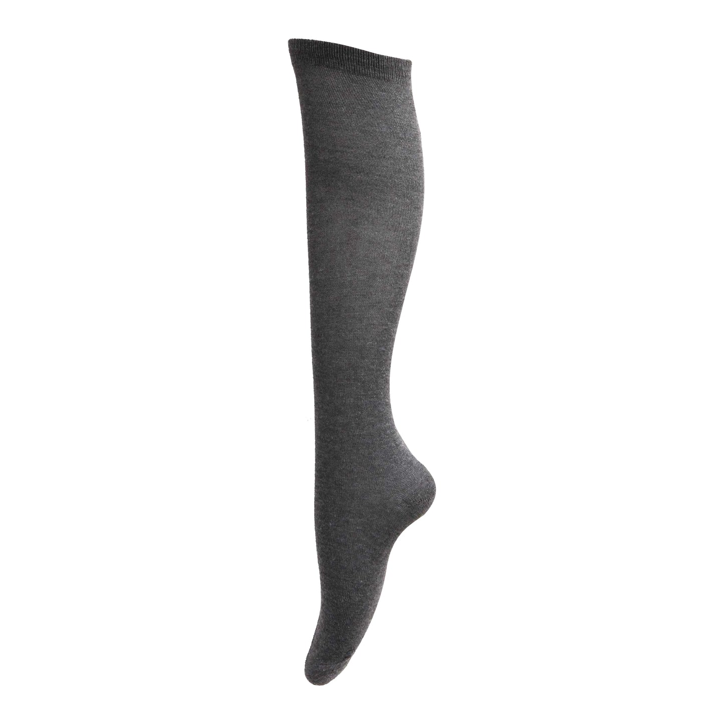 Grey - Front - Childrens Girls Plain Knee High School Socks (Pack Of 3)