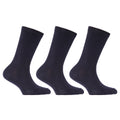 Navy - Front - Childrens-Kids Plain Cotton Rich School Socks (Pack Of 3)