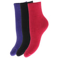 Pink-Purple-Black - Front - Childrens Boys-Girls Winter Thermal Socks (Pack Of 3)